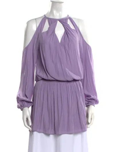 Pre-owned Ramy Brook V-neck Long Sleeve Blouse In Purple