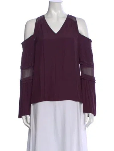 Pre-owned Ramy Brook V-neck Long Sleeve Blouse In Purple