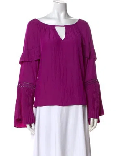 Pre-owned Ramy Brook V-neck Long Sleeve Blouse In Purple