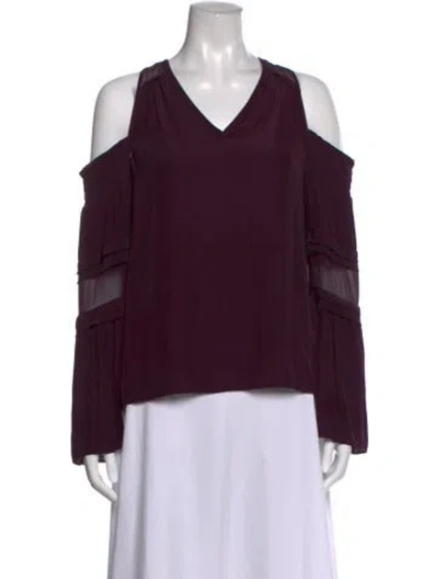 Pre-owned Ramy Brook V-neck Long Sleeve Blouse In Purple