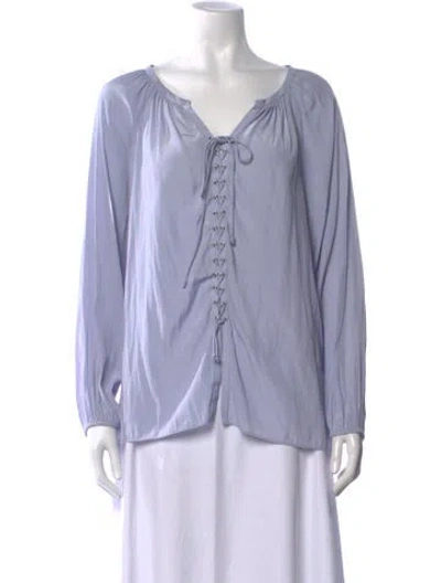 Pre-owned Ramy Brook V-neck Long Sleeve Blouse In Purple