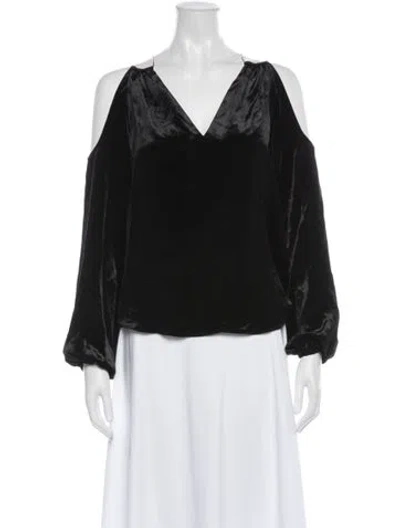 Pre-owned Ramy Brook V-neck Long Sleeve Blouse W/ Tags In Black
