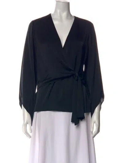 Pre-owned Ramy Brook V-neck Long Sleeve Blouse W/ Tags In Black