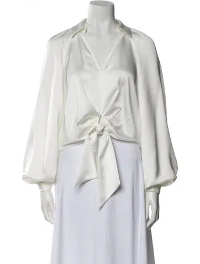 Pre-owned Ramy Brook V-neck Long Sleeve Blouse W/ Tags In Neutral