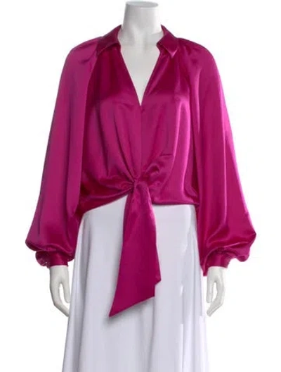 Pre-owned Ramy Brook V-neck Long Sleeve Blouse W/ Tags In Pink