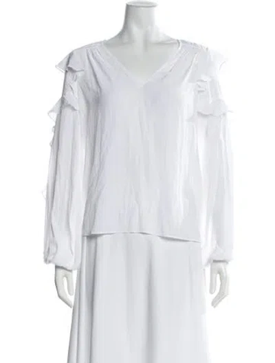 Pre-owned Ramy Brook V-neck Long Sleeve Blouse W/ Tags In White