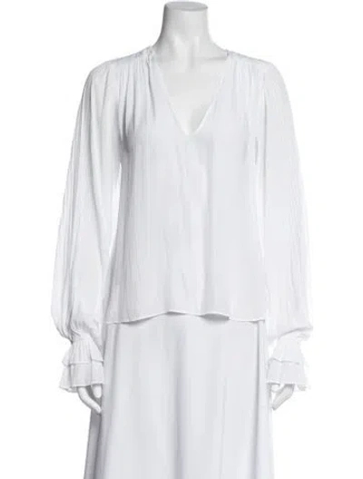 Pre-owned Ramy Brook V-neck Long Sleeve Blouse W/ Tags In White