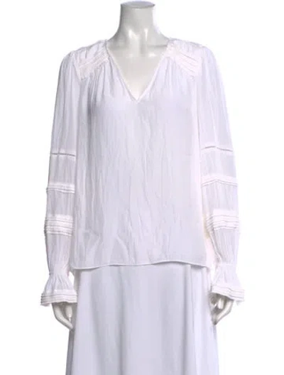 Pre-owned Ramy Brook V-neck Long Sleeve Blouse W/ Tags In White