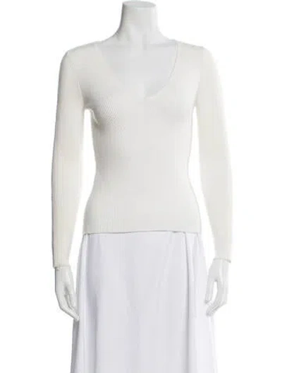 Pre-owned Ramy Brook V-neck Long Sleeve Top In Neutral