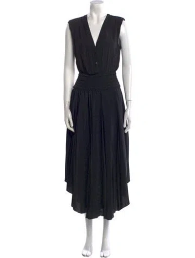 Pre-owned Ramy Brook V-neck Midi Length Dress In Black