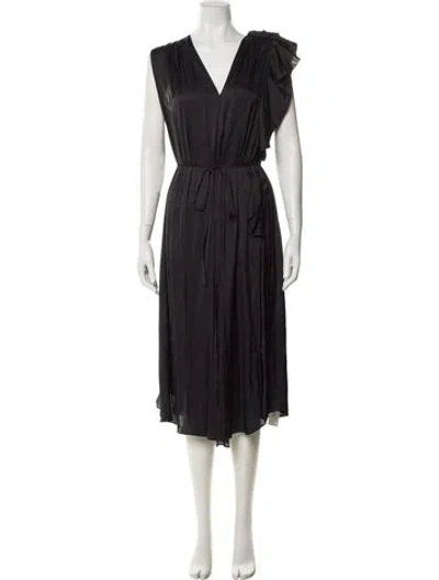 Pre-owned Ramy Brook V-neck Midi Length Dress In Black