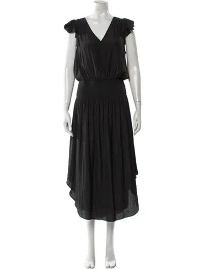 Pre-owned Ramy Brook V-neck Midi Length Dress In Black