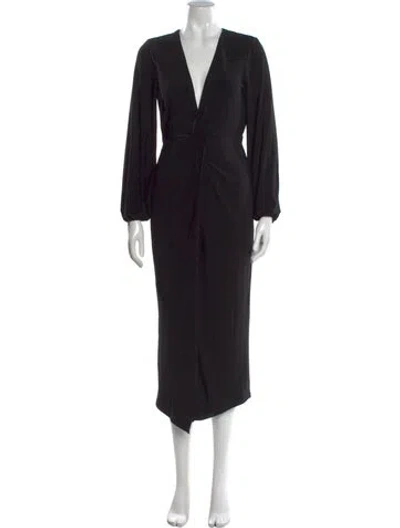 Pre-owned Ramy Brook V-neck Midi Length Dress In Black