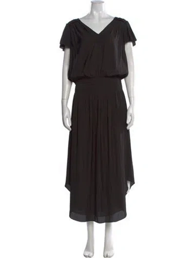 Pre-owned Ramy Brook V-neck Midi Length Dress In Black
