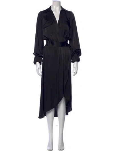 Pre-owned Ramy Brook V-neck Midi Length Dress In Black