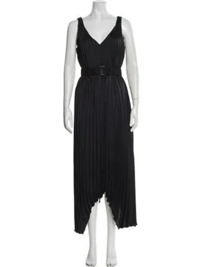 Pre-owned Ramy Brook V-neck Midi Length Dress In Black