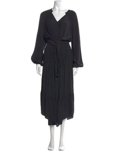 Pre-owned Ramy Brook V-neck Midi Length Dress In Black