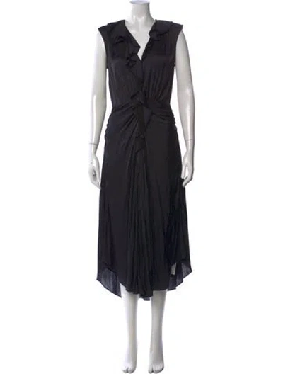 Pre-owned Ramy Brook V-neck Midi Length Dress In Black