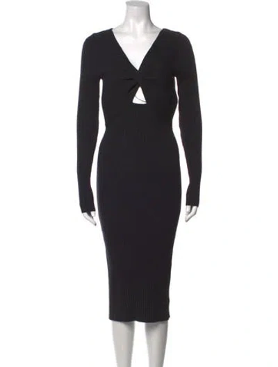 Pre-owned Ramy Brook V-neck Midi Length Dress In Black