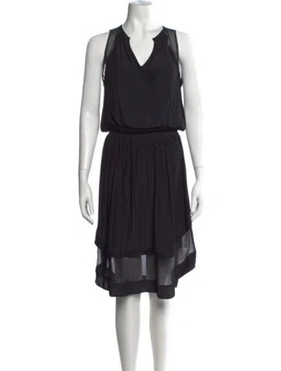 Pre-owned Ramy Brook V-neck Midi Length Dress In Black