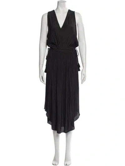 Pre-owned Ramy Brook V-neck Midi Length Dress In Blue