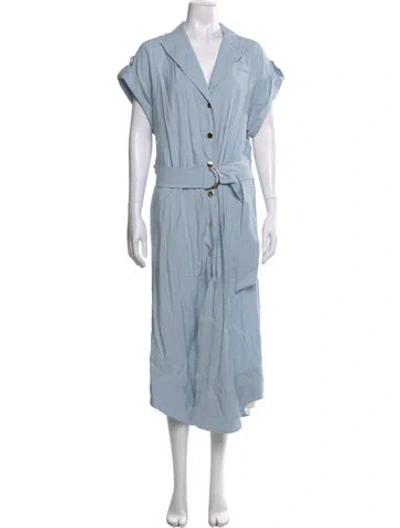 Pre-owned Ramy Brook V-neck Midi Length Dress In Blue