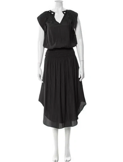 Pre-owned Ramy Brook V-neck Midi Length Dress In Blue