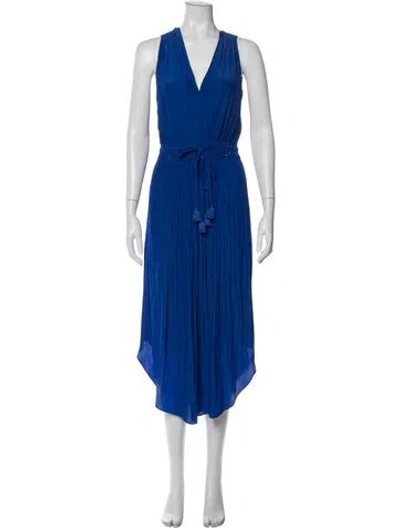 Pre-owned Ramy Brook V-neck Midi Length Dress In Blue