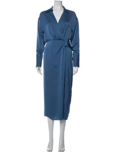 Pre-owned Ramy Brook V-neck Midi Length Dress In Blue