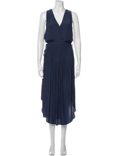 Pre-owned Ramy Brook V-neck Midi Length Dress In Blue