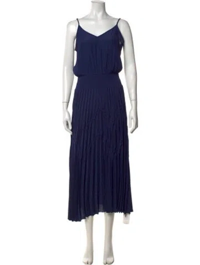 Pre-owned Ramy Brook V-neck Midi Length Dress In Blue