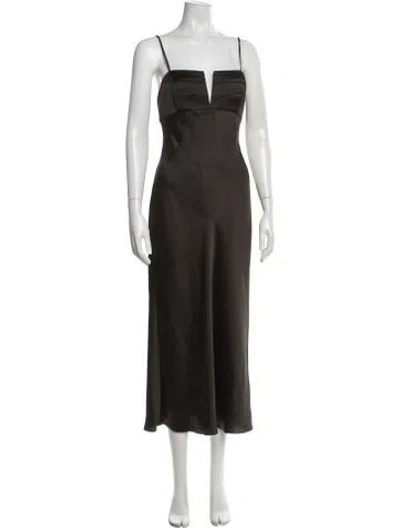 Pre-owned Ramy Brook V-neck Midi Length Dress In Brown