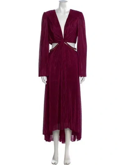 Pre-owned Ramy Brook V-neck Midi Length Dress In Burgundy