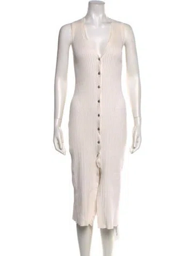 Pre-owned Ramy Brook V-neck Midi Length Dress In Neutral