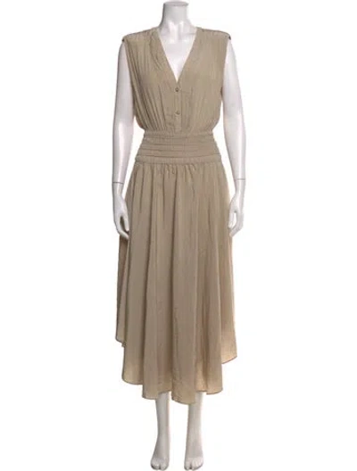 Pre-owned Ramy Brook V-neck Midi Length Dress In Neutrals