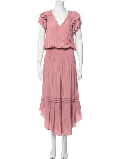 Pre-owned Ramy Brook V-neck Midi Length Dress In Pink