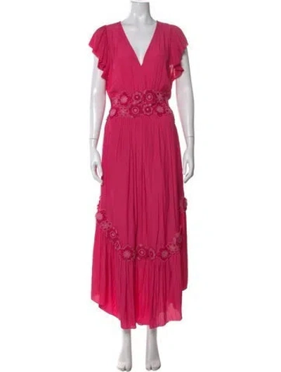 Pre-owned Ramy Brook V-neck Midi Length Dress In Pink