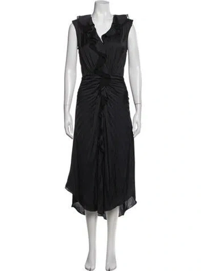 Pre-owned Ramy Brook V-neck Midi Length Dress W/ Tags In Black