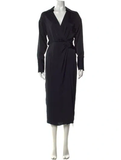 Pre-owned Ramy Brook V-neck Midi Length Dress W/ Tags In Black