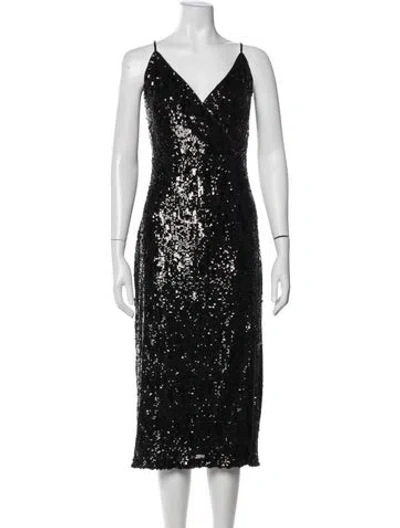 Pre-owned Ramy Brook V-neck Midi Length Dress W/ Tags In Black