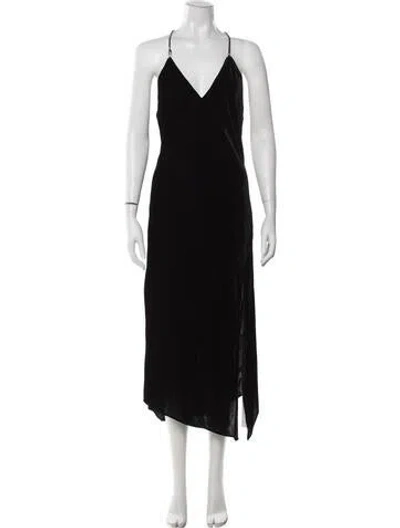 Pre-owned Ramy Brook V-neck Midi Length Dress W/ Tags In Black