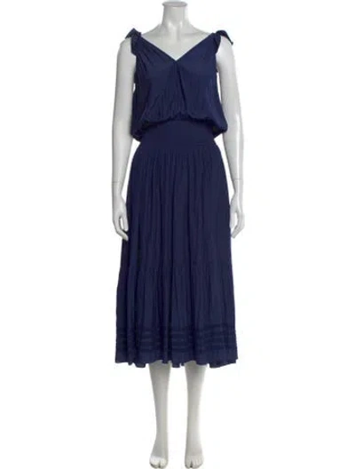 Pre-owned Ramy Brook V-neck Midi Length Dress W/ Tags In Blue