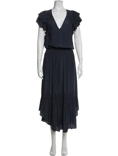 Pre-owned Ramy Brook V-neck Midi Length Dress W/ Tags In Blue