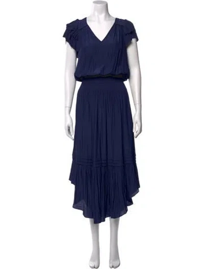 Pre-owned Ramy Brook V-neck Midi Length Dress W/ Tags In Blue