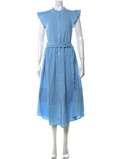 Pre-owned Ramy Brook V-neck Midi Length Dress W/ Tags In Blue