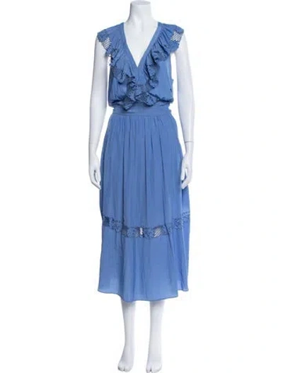 Pre-owned Ramy Brook V-neck Midi Length Dress W/ Tags In Blue