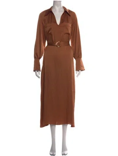 Pre-owned Ramy Brook V-neck Midi Length Dress W/ Tags In Brown
