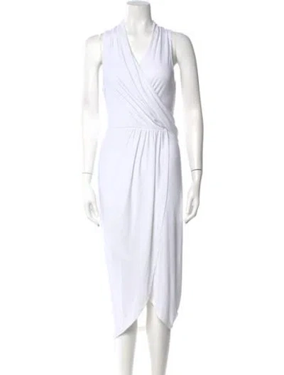 Pre-owned Ramy Brook V-neck Midi Length Dress In White