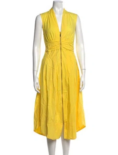 Pre-owned Ramy Brook V-neck Midi Length Dress In Yellow