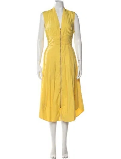 Pre-owned Ramy Brook V-neck Midi Length Dress In Yellow